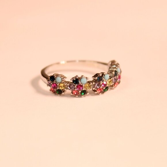 COLORFUL FLOWER GEMSTONE RING - Picture 3 of 4